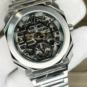 Bulgari Octo Finissimo Skeleton 8 Day Ultra Thin Gümüş Kasa Replika