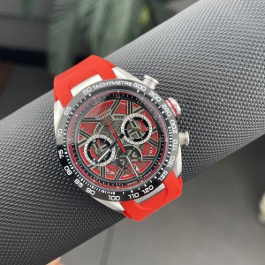TAG Heuer Carrera Chronograph Porsche Kırmızı Silikon Kordon 