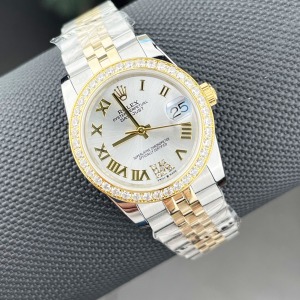  Rolex Datejust 31mm Gold Gümüş Taşlı Bezel Taşlı Gri Kadran Jubile Kordon