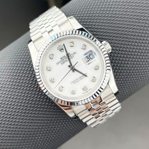  Rolex Datejust 31mm Gümüş Kasa Taşlı Beyaz Sedef Kadran Jubile Kordon