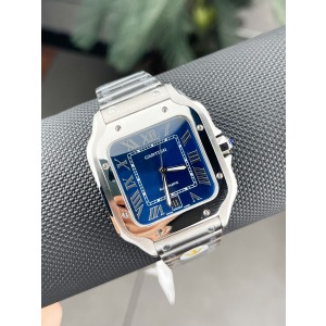Cartier Santos Gümüş Kasa Lacivert Kadran