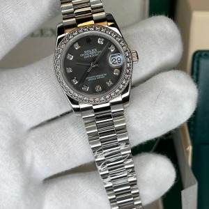 Rolex Datejust 31 Taşlı Bezel Taşlı Gri Kadran