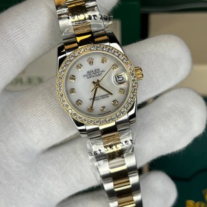 Rolex Datejust 31 mm Gold Gümüş Sedef Bayaz Taşlı Kadran Ve Bezel