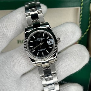 Rolex Datejust 31mm Gümüş Kasa Siyah Kadran Oyster Kordon 