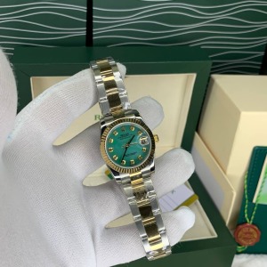 Rolex Datejust 31mm Two Tone Koyu Su Yeşili Taşlı Kadran Oyster Kordon