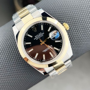 Rolex Datejust Two Tone Siyah Kadran Düz Bezel Oyster Kordon