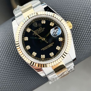 Rolex Datejust Two Tone Siyah Taşlı Kadran Oyster Kordon