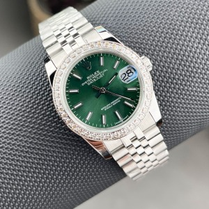  Rolex Datejust 31 Gümüş Kasa Yeşil Kadran Taşlı Bezel Jubile Kordon