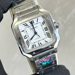 Cartier Santos M Beyaz Kadran 