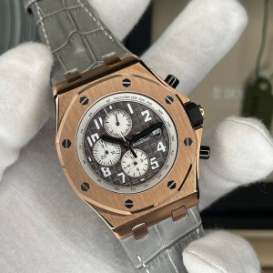  Audemars Piguet Royal Oak Diver Rose Celik Kasa Gri Deri Kordon	