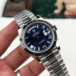  Rolex DayDate Gümüş Kasa Lacivert Kadran Super Clone	