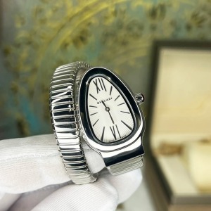 Bvlgari Serpenti Gümüş Kasa Beyaz Kadran Tek Sarma 