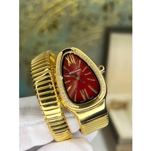  Bvlgari Serpenti Gold Beyaz Kadran Taşlı Bezel Tek Sarma	