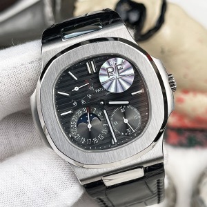 Patek Philippe Nautilus 5712 Deri Kordon Gri Kadran