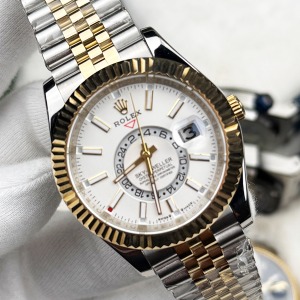 Rolex Sky Dweller 326933 Beyaz Kadran Jubile Kordon Two Tone Replika 