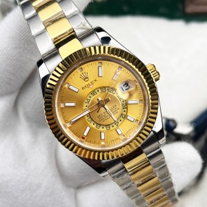 Rolex Sky Dweller 326933 Sarı Kadran Oyster Kordon Two Tone Replika 