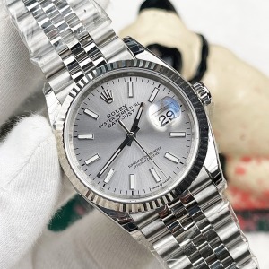 Rolex DateJust 36 Mm Gümüş Kasa Acık Gri Kadran Jubile Kordon
