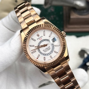 Rolex Sky Dweller 326933 Beyaz Kadran Oyster Kordon Gold Kasa Replika 