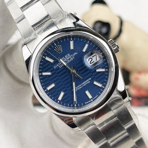 Rolex DateJust 36 Mm Gümüş Kasa Lacivert Desenli Kadran Oyster Kordon