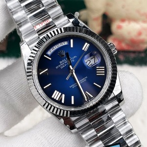  Rolex DayDate Gümüş Kasa Lacivert Yeni Sezon Kadran Super Clone	