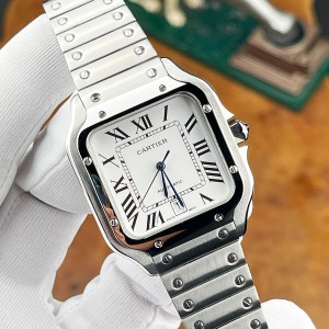 Cartier Santos Gümüş Kasa Beyaz Kadran