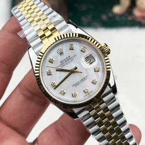 Rolex DateJust 36 Mm Two Tone Taşlı Sedef Beyaz Kadran Jubile Kordon 