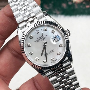 Rolex Datejust 36 Mm Gümüş Kasa Sedef Beyaz Taşlı Kadran Jubile Kordon 