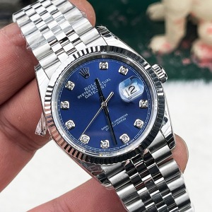 Rolex Datejust 36 Mm Gümüş Kasa Lacivert Taşlı Kadran Jubile Kordon 
