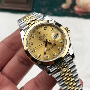 Rolex Datejust Two Tone Sarı Kadran Düz Bezel Super Clone 