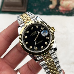 Rolex Datejust Two Tone Siyah Taşlı Kadran  Super Clone 