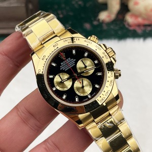 Rolex Cosmograph Daytona Gold Kasa Siyah Sarı Kadran Super Clone 