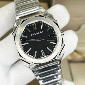  Bulgari Octo Solotempo Siyah Kadran Celik Kasa Replika	